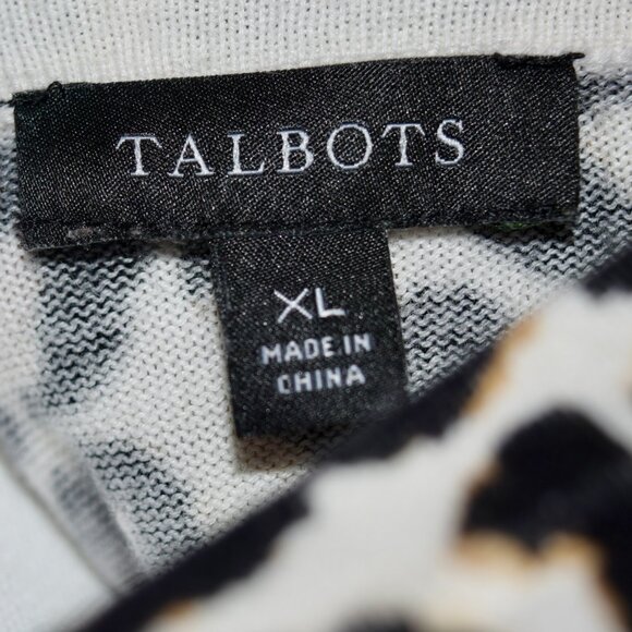 Talbots XL Leopard Print Short Sleeve Sweater Top | Bateau Neck | Cotton Blend - Picture 6 of 6
